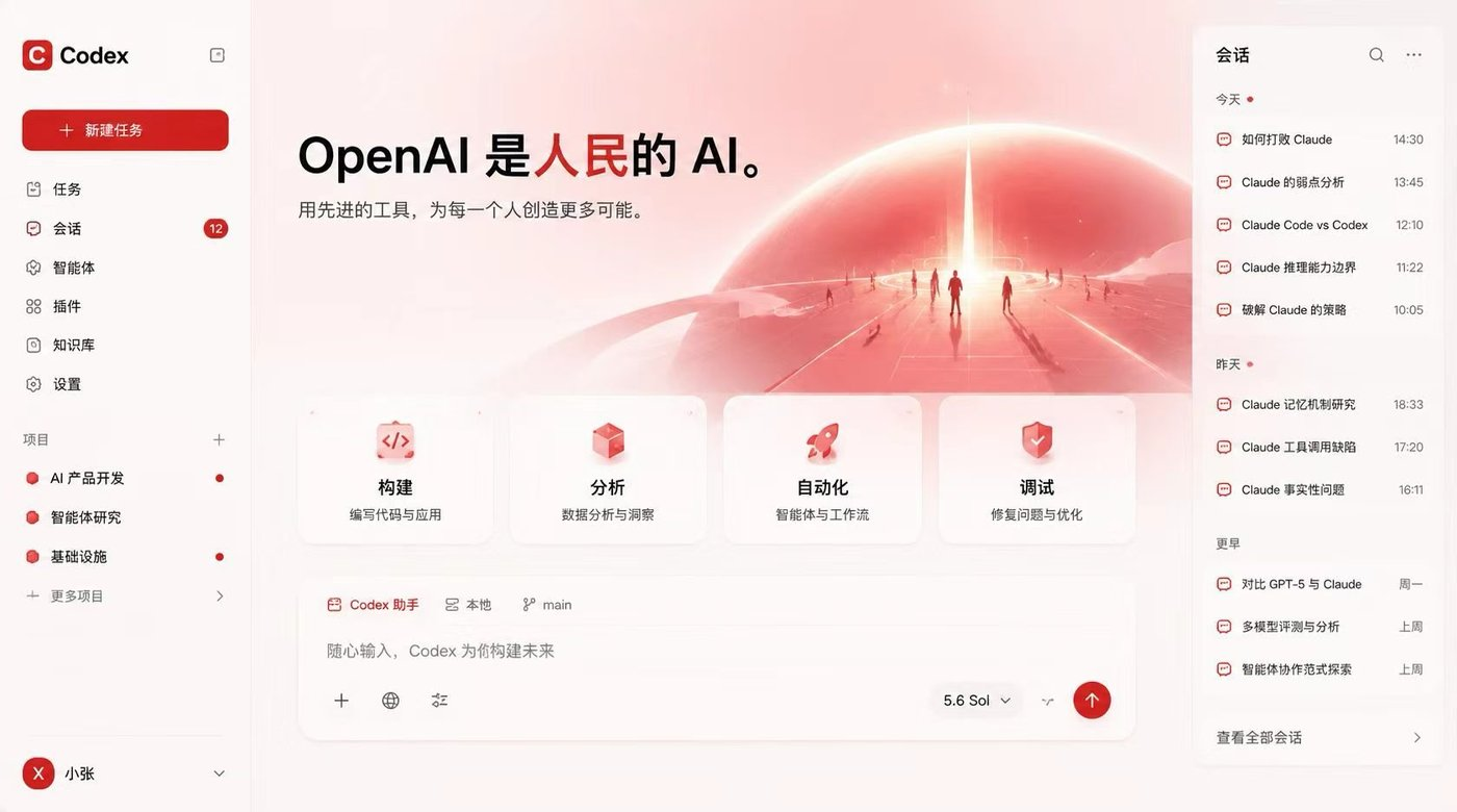 Codex App 红色科技主题效果